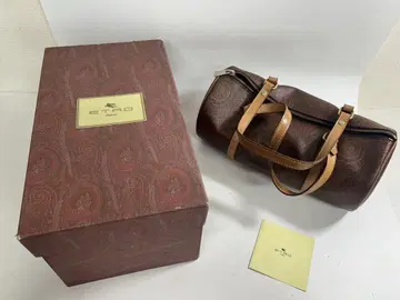ETRO 미니 보스턴 드럼 백 가죽 PVC 페이즐리 보르도 박스 포함