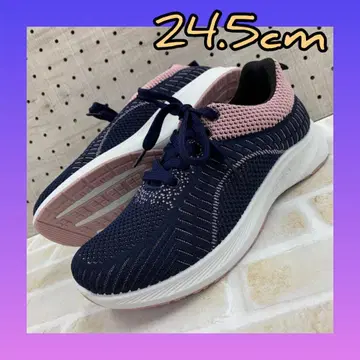 24.5cm 새상품 여성용 스니커즈 미끄럼 방지 스니커즈 네이비 핑크