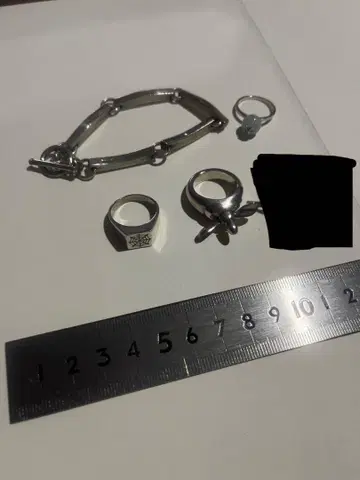실버 반지와 팔찌 5점 세트