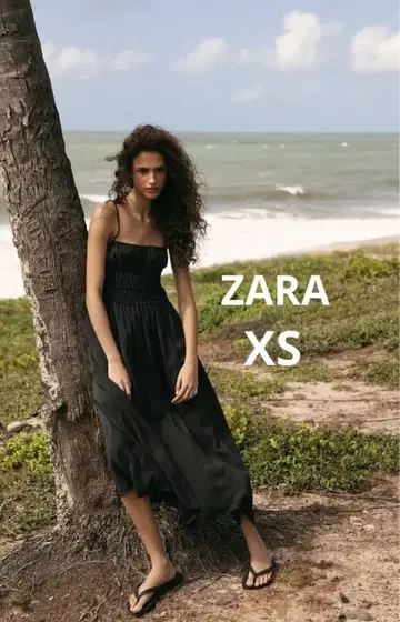 ZARA 자라 스트레치 디테일 플루이드 미디 원피스