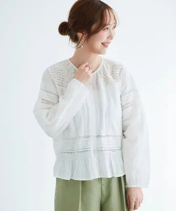 르쿨블랑 zozo Fanaka 리버 레이스 절개 블라우스