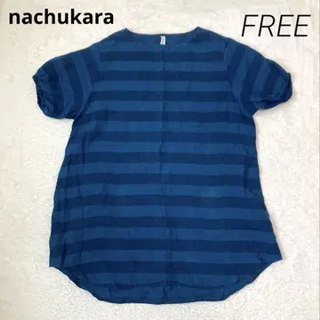 nachukara 나츄카라 반팔 원피스 보더 원피스 블루