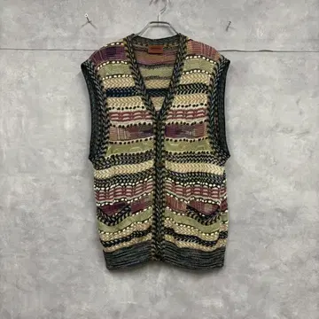 사이즈 52 MISSONI 멀티 컬러 린넨 니트 베스트 N1028