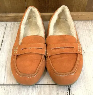 머큐리 듀오 오렌지 스웨이드 퍼 모카신 36 23cm