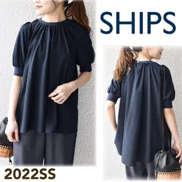 SHIPS 쉽스 조젯 리브 숏 슬리브 상의 22SS