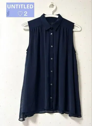 언타이틀 UNTITLED 2 (M) 네이비 슬리브리스 셔츠