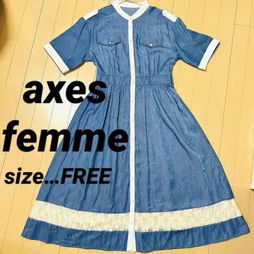 [ axes femme ] 원피스 블루 원피스 레이스 절개 FREE