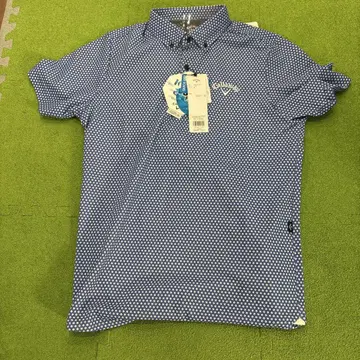 Callaway 블루 미니 꽃무늬 피케 셔츠 M