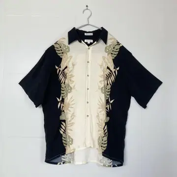 Pierre Cardin 반팔 알로하 셔츠 100% 레이온 블랙 XL