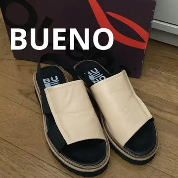 BUENO 베이지 블랙 스트랩 샌들 22.5cm
