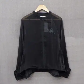 이즈스칼라 541228 나비 꽃 자수 샤이닝 쉬폰 시어 블루종