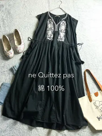 [ ne Quittez pas ] 자수 슬리브리스 원피스