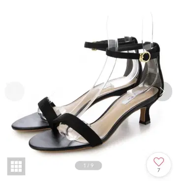 쿠션 안감 5cm 힐 스트랩 샌들 블랙