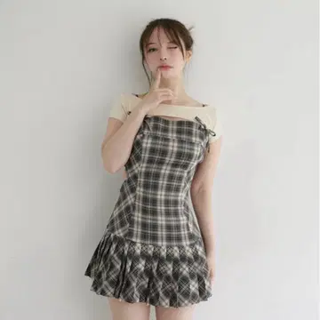 andmary Karen 체크 미니 드레스 사이즈 S