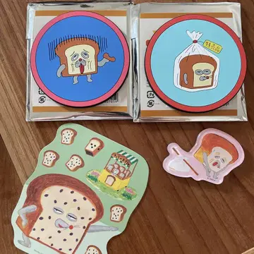 미사용품 빵 도둑 코스터 마그넷 세트