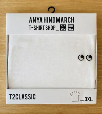 유니클로 x 안야 힌드마치 T2 CLASSIC 슬라브 T 화이트 3XL