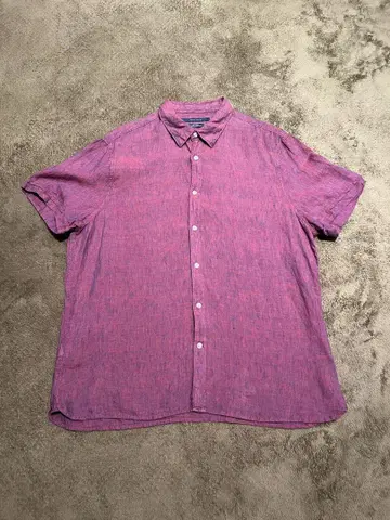 PERRY ELLIS 반팔 린넨 셔츠 XL 적자색 90-00년대