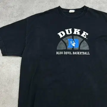 DUKE 듀크 대학교 팀 로고 칼리지 반팔 티셔츠 구제 블랙 XL