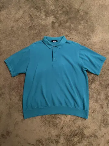 LANDS' END 피케 셔츠 밑단 소매 리브 그린 미국제 XL 90년대