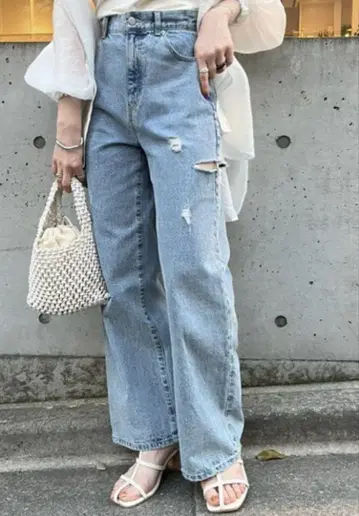 디스코트 크러쉬 데님 와이드 팬츠