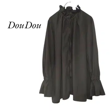 DouDou 프릴 블라우스 다크 브라운 두두
