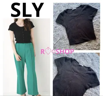 SLY 컷 케이블 크롭 상의 블랙 S SLY