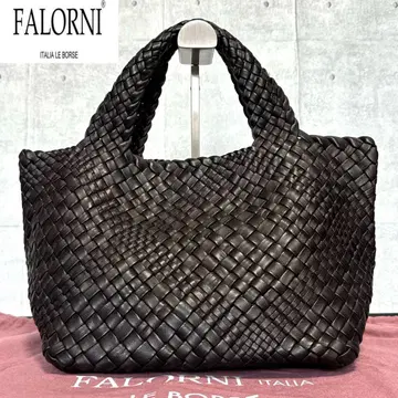 [새상품급] FALORNI 인트레차트 램 가죽 다크 브라운 핸드백