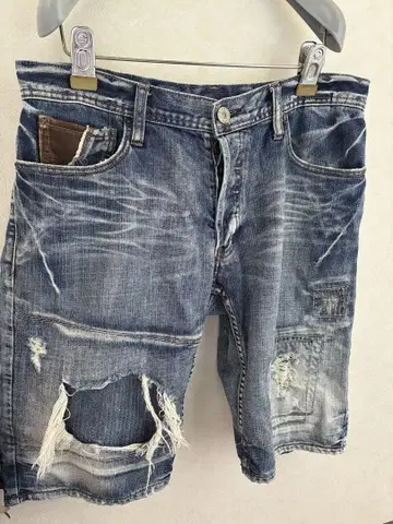 데님 블루 데미지 가공 숏팬츠