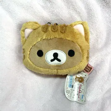 레트로 리락쿠마 느긋한 고양이 테마 카드 케이스 파우치 릴 포함