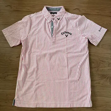 Callaway 골프 셔츠 LL 사이즈 빨간색 흰색 스트라이프