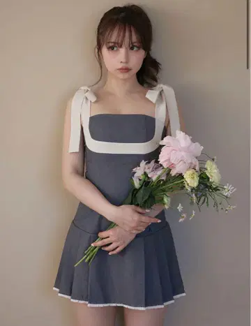 오늘 발송 andmary Chuchu pleats ribbon dress