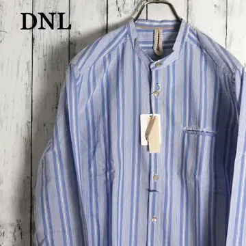 택 포함 새상품 DNL 이탈리아제 고급 스트라이프 밴드 카라 셔츠