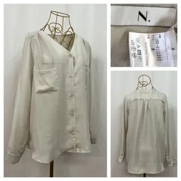 N.NATURAL BEAUTY BASIC V넥 시어 셔츠 블라우스