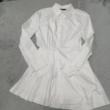 ZARA 자라 셔츠 원피스 화이트 M 플리츠