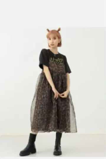 mmts 마미타스 레오파드 무늬 롱 드레스