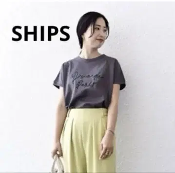 SHIPS 체인 자수 TEE 프린트 티셔츠 반팔