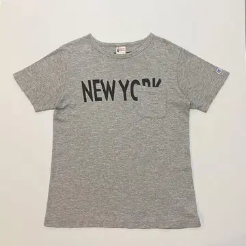 챔피온 50년대 런 택 복각 NEWYORK 프린트 가슴 포켓 티셔츠 M