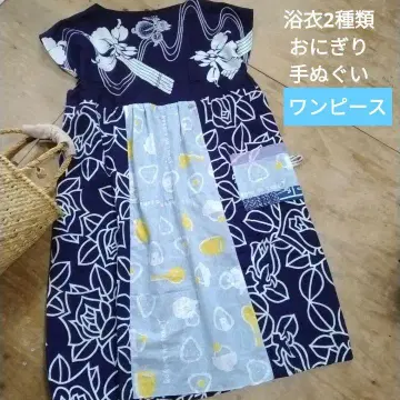 유카타 리메이크 손수건 원피스 프리 사이즈 유카타 원단 오니기리
