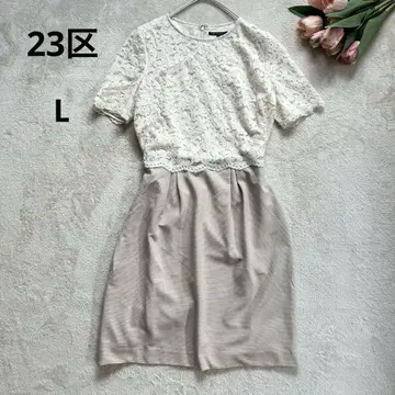 23구 온워드 카시야마 레이스 반팔 무릎 기장 원피스 포멀 결혼식 L