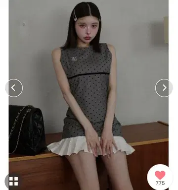 Darich 플로키 도트 슬리브리스 미니 원피스