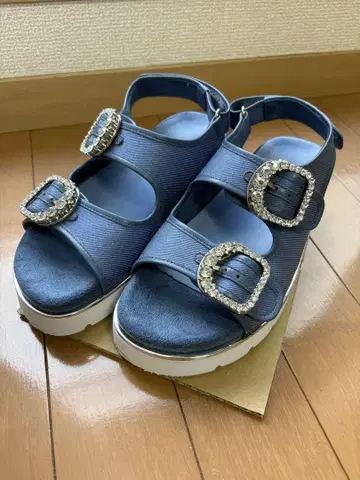 [기사용] 긴자 카네마츠 블루 네이비 더블 버클 스포츠 샌들