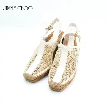새상품급 JIMMY CHOO 37 샌들 허니컴 인터넷 화이트/ED25