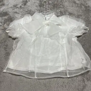 비침 화이트 반팔 블라우스 3L