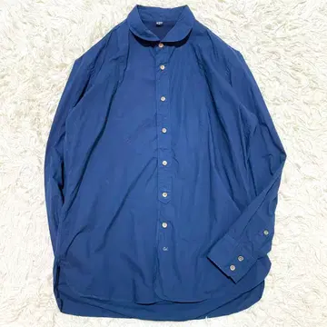 XL 상당 45R 라운드 칼라 오션 셔츠 네이비 나염 네이비 일본제