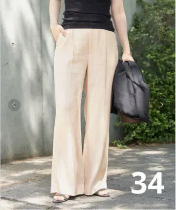 plage washable linen 혼방 하이웨스트 팬츠 34 오렌지