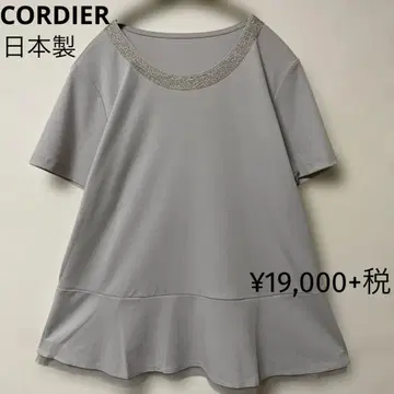새상품 CORDIER 반팔 티셔츠 튤 플레어 자수 일본제 42
