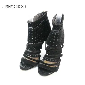 새상품급 JIMMY CHOO 38 24.5 오픈토 샌들 블랙/ED23