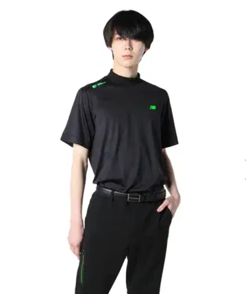 뉴발란스 골프웨어 로고 카모플라주 자카드 반팔 목 셔츠