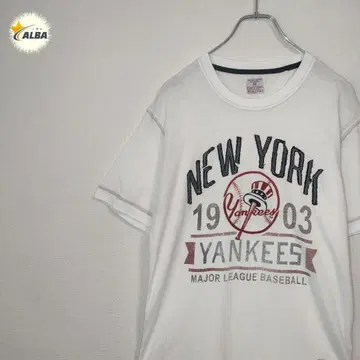 NY 양키스 티셔츠 MLB 90년대 빈티지 자수 화이트 M
