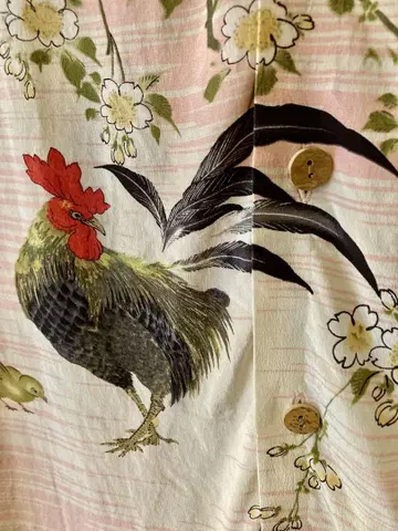 핑크 닭 패턴 알로하 셔츠